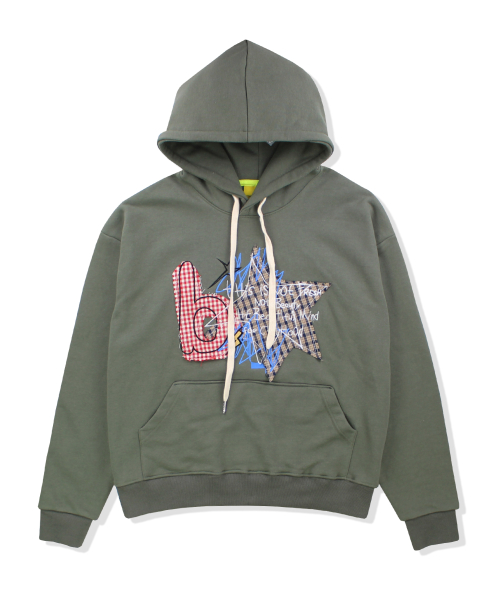 patched hoodie(khaki)