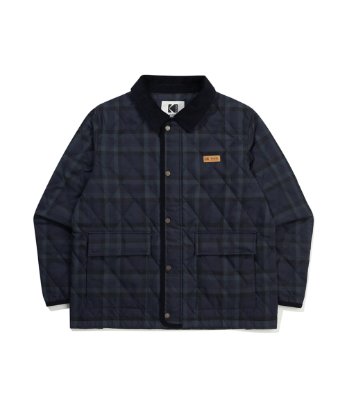 cineframe check light quilted jacket NAVY