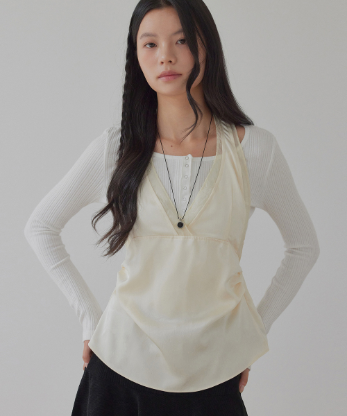 silky halter neck bustier top_T521TP108