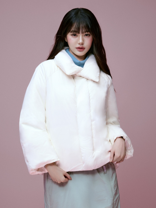 La Belle (label) cashmere short coat down jacket_Cream