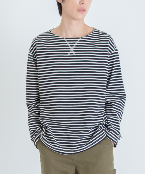 stripe teeshirt(black/ivory)