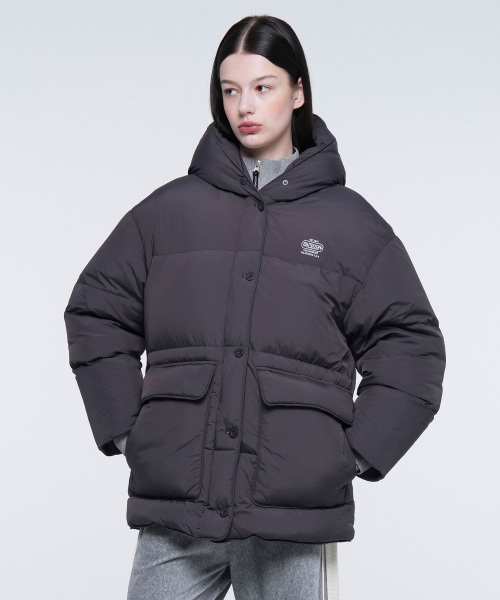 W MIDDLE LENGTH HOOD DOWN (BROWN)