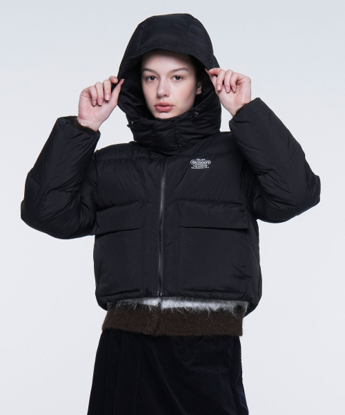 W PUFFER HOOD DOWN (BLACK)
