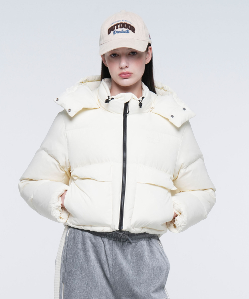 W PUFFER HOOD DOWN (IVORY)