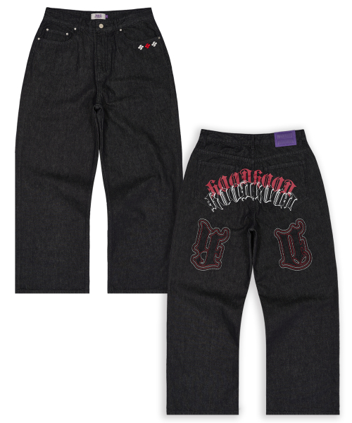 후드후드() [주여미 pick] HD 멀티 로고 데님 팬츠 인디고블루 상품 이미지