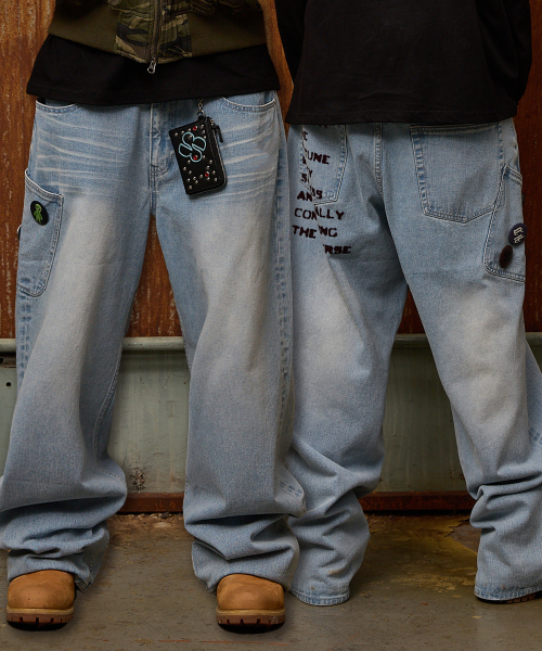 후드후드() NO STRESS 빅 포켓 데님 팬츠 라이트블루 상품 이미지