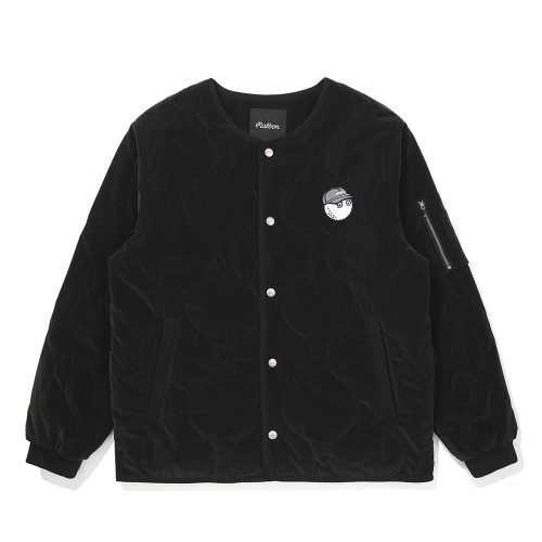 와펜 포인트 퀄팅 패딩 자켓 BLACK