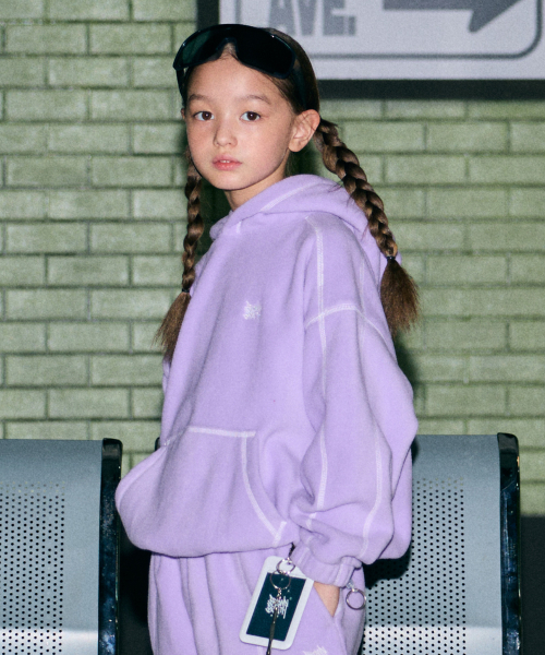 브라운브레스 키즈() KIDS FLEECE CHAIN STITCH TAG HOODIE - PURPLE 상품 이미지