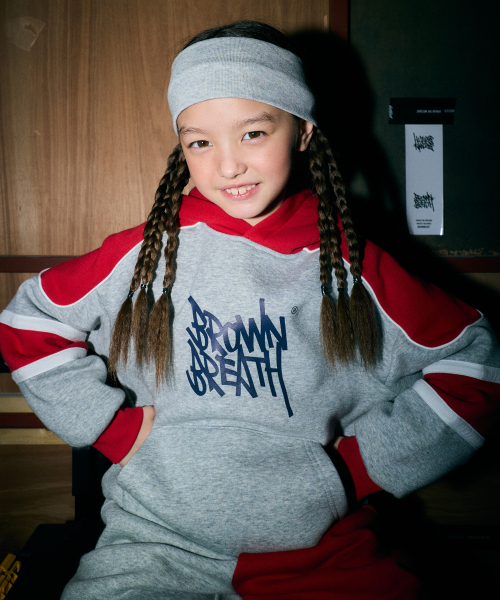 브라운브레스 키즈() KIDS BLOCK BASEBALL HOODIE(기모) - M/GREY 상품 이미지