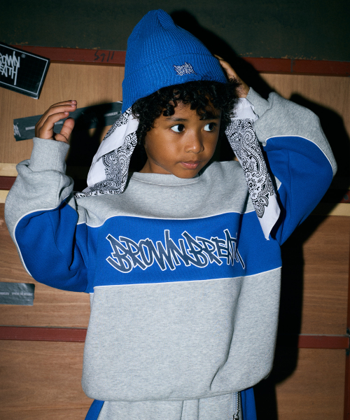 브라운브레스 키즈() KIDS COLOR BLOCK CREWNECK(기모) - M/GREY 상품 이미지