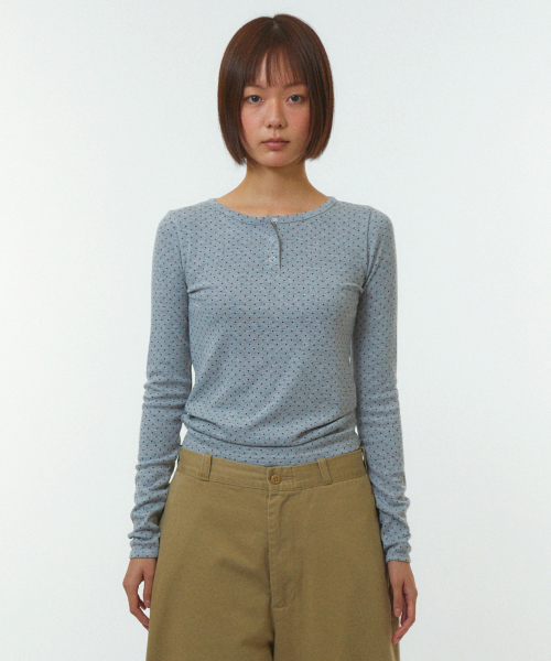 PATTERN HENLEY NECK [GRAY]
