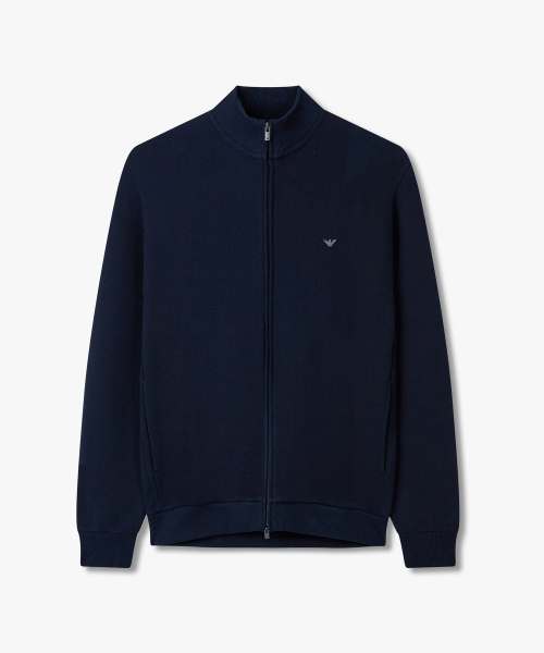 [EMPORIO ARMANI UNDERWEAR] logo patched sweatshirt zipup_blue 0815338004