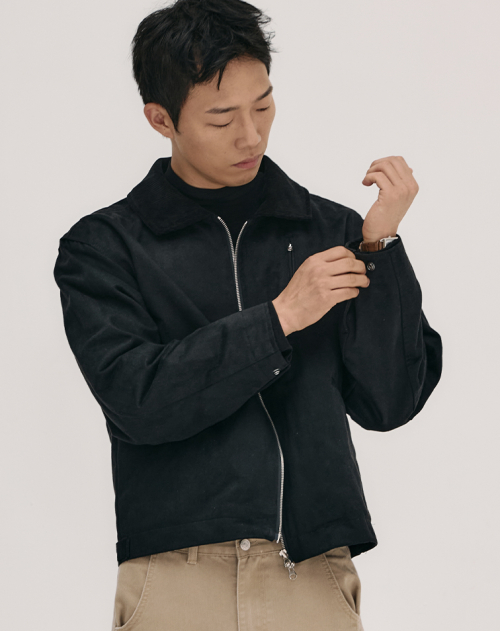 corduroy zipup jacket _ black