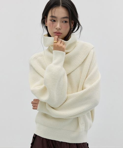neck set wool knit ivory