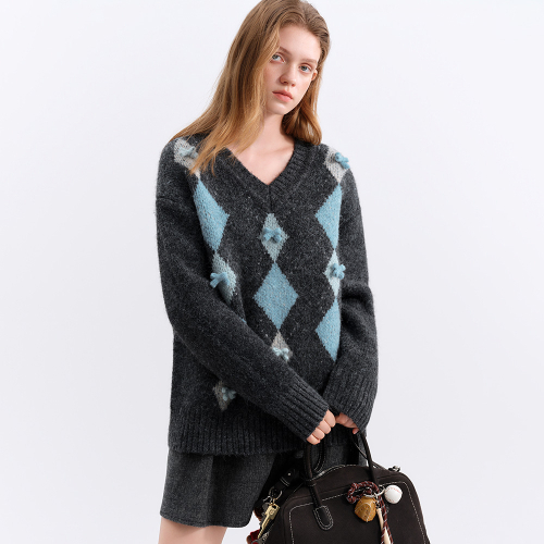 WD_Bow argyle knit top