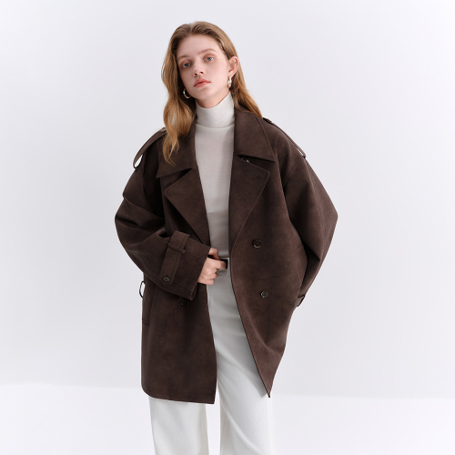 WD_Suede belted half coat