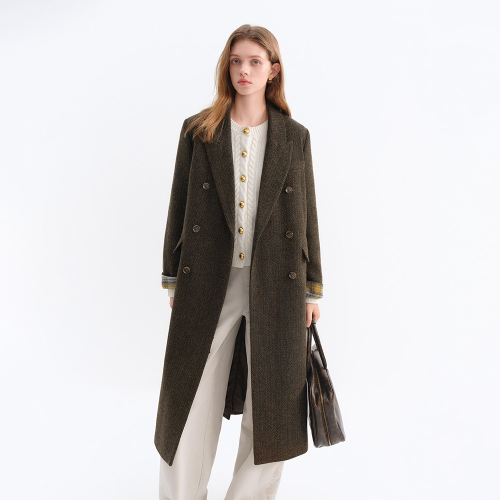 WD_Plaid cuffs double coat_BROWN