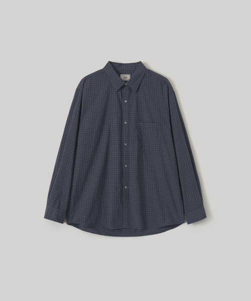 Bold Garment Gingham Check Shirt (Smoky indigo)
