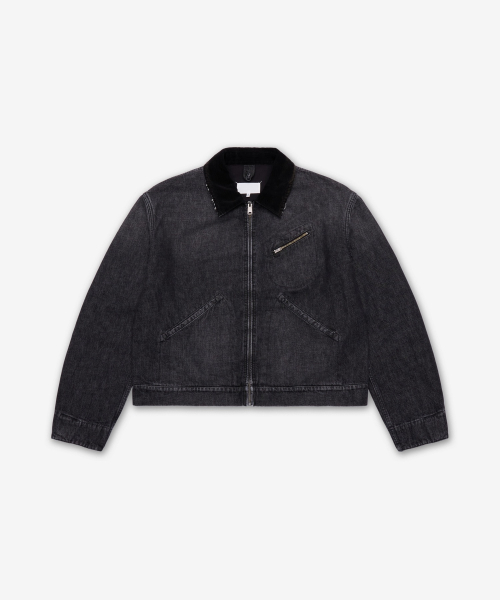 Рваная джинсовка с воротником - Washed Black / S67AM0107M30036962