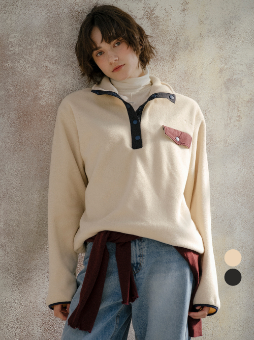 Fleece coloring pocket overfit anorak [FRFA03LT05]_2color