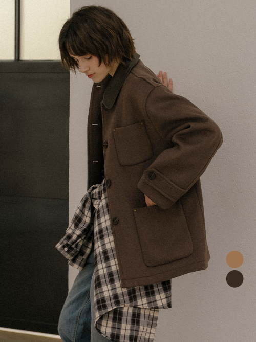 Collar detail wool pocket jacket [FRFA03JK01]_2color