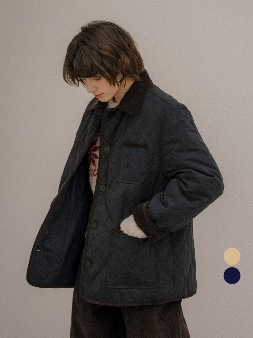 Coloring collar point quilting jumper [FRFA03JP04]_2color