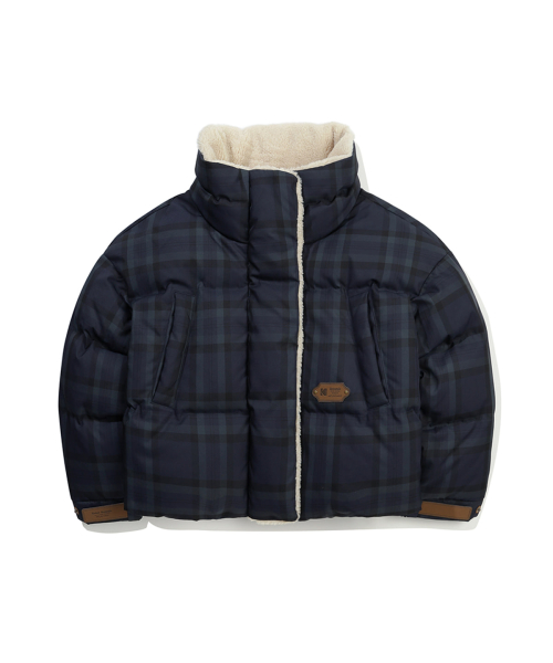 Женский короткий пуховик в клетку Brownie NAVY