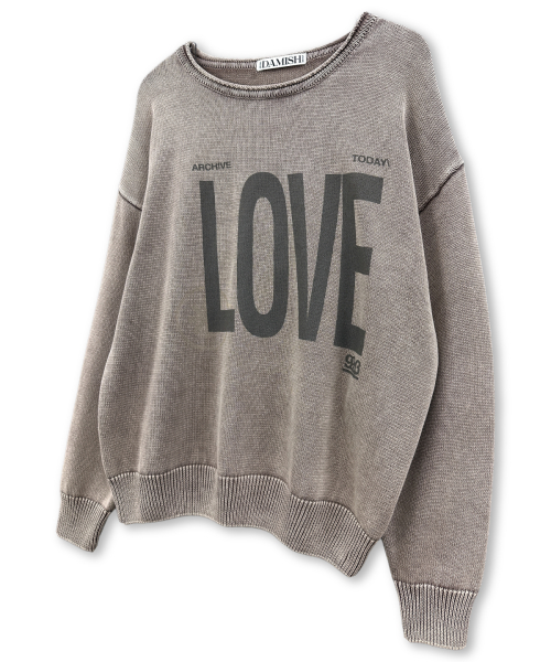 Love Print гарментдай ролнек свитер Sand Beige