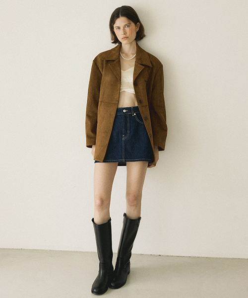 SUEDE HALF JACKET - BROWN