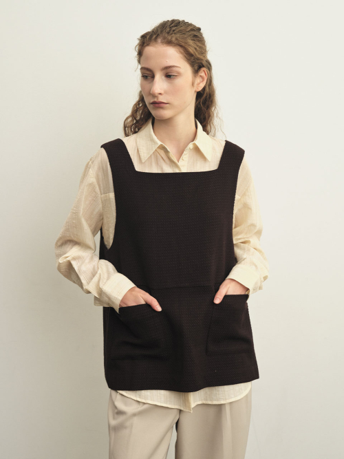 Двусторонний шерстяной топ-бюстье square - brown