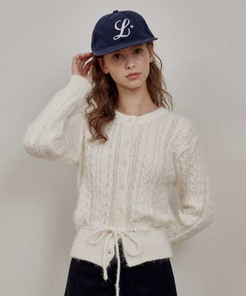 Cable String Cardigan Ivory