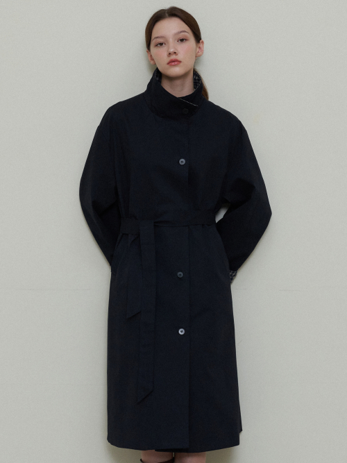 Длинный тренч в клетку NAVY
