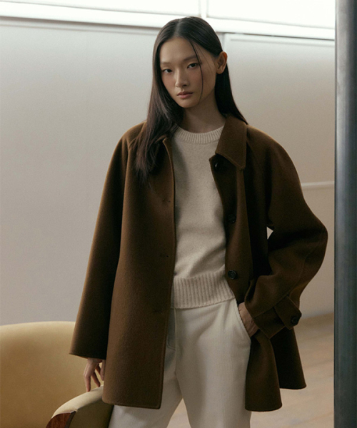 handmade wool half coat-brown