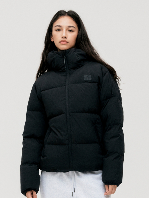 ESSENTIAL HOODED PUFFER DOWN JACKET-BLACK