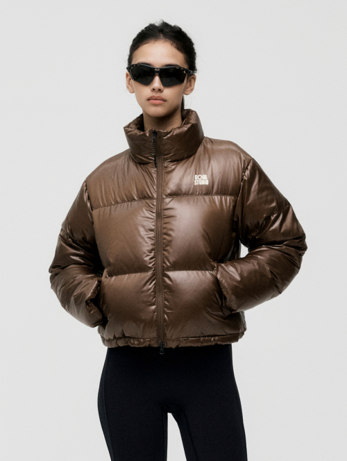 WS CROPPED PUFFER DOWN JACKET-DARK BROWN