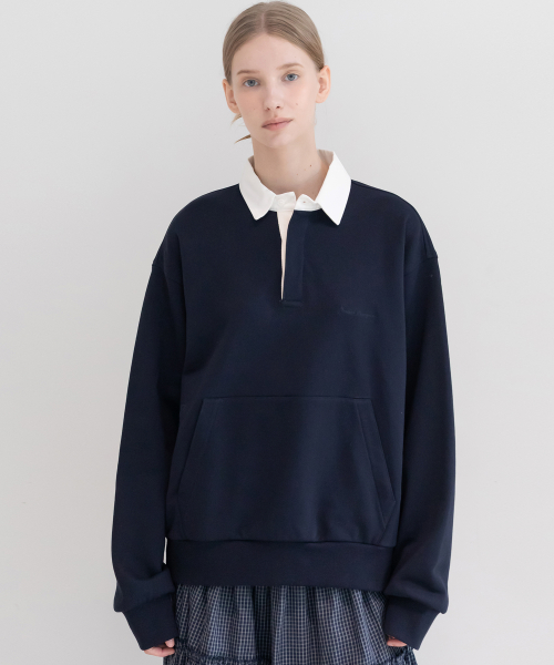 Collar sweat shirt_Navy