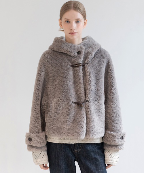 Duffle Fur Crop Hooeded Jacket_Gray