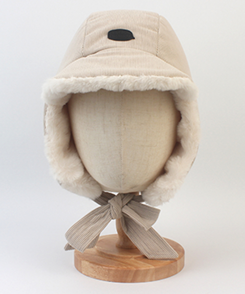 Corduroy Fur Beige Balaclava 귀달이모자