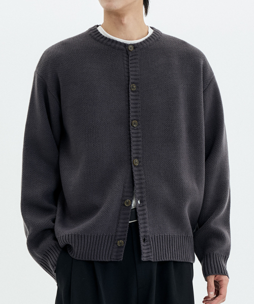 Полукроп трикотажный круглый кардиган Charcoal Grey