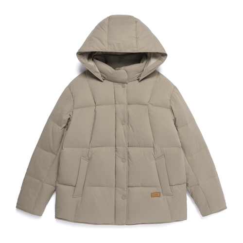 Женский пуховик с капюшоном и стежкой N254WDW050 Oak Beige