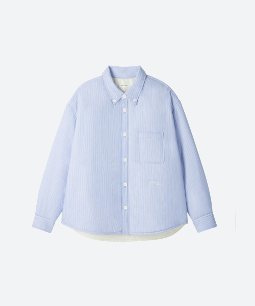 M.C UNISEX, Stripe Padded Shirt Jacket / Sky blue