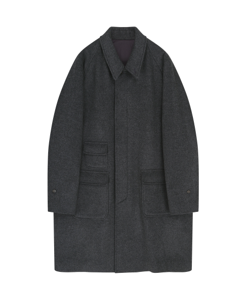 Wool Balmacaan Coat (Charcoal)