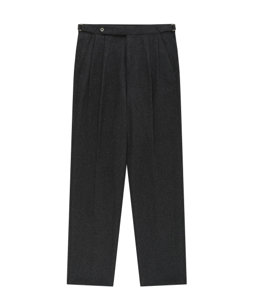Essential Wool Flannel adjust relaxed Trouser (Charcoal)