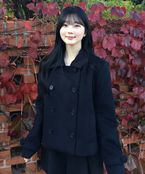 로긴 앤 로지 Heart Point Double Button Half Coat Black