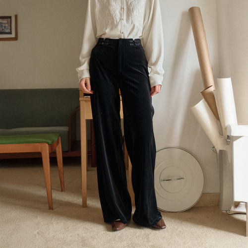 SR_Black velvet slacks
