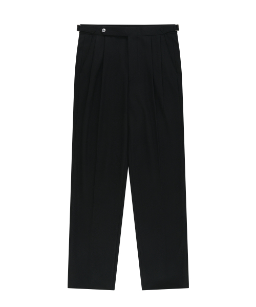 Essential Wool Flannel adjust relaxed Trouser (Black)