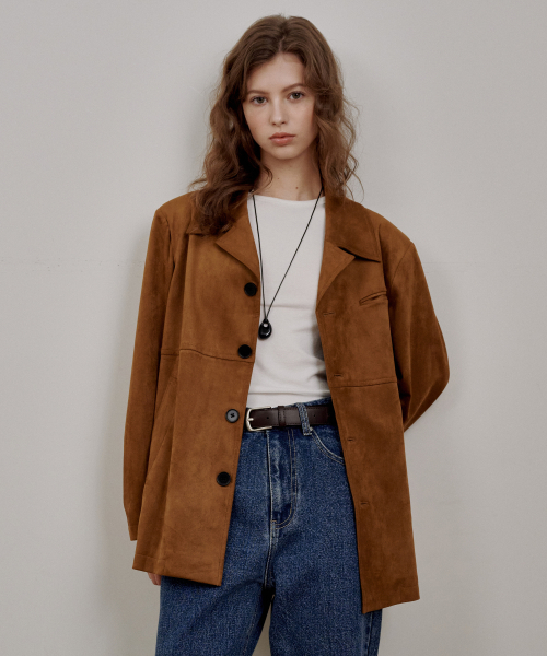 Oversized Suede Jacket Camel
