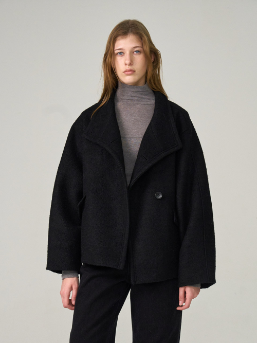 High Neck Cropped Quilting Coat