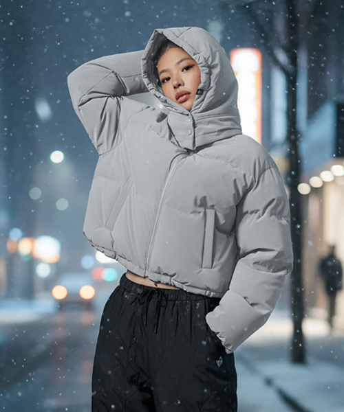 Глянцевый кроп-пуховик Puffer XFK4JP1106