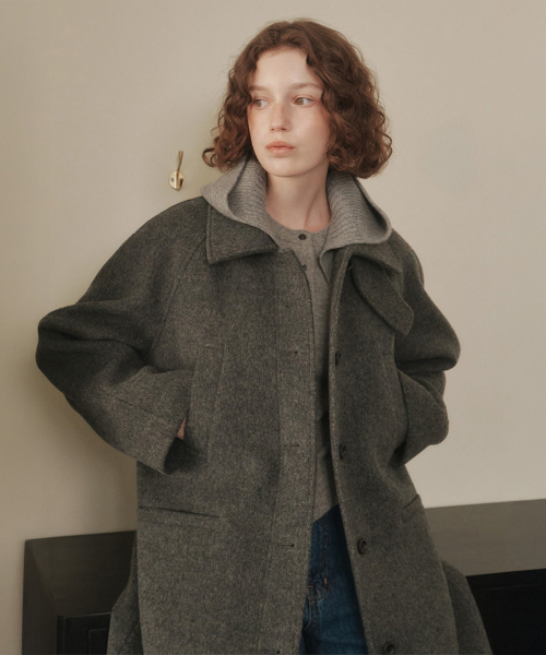 WOOL BLENDED HALF CT (D/GREY)